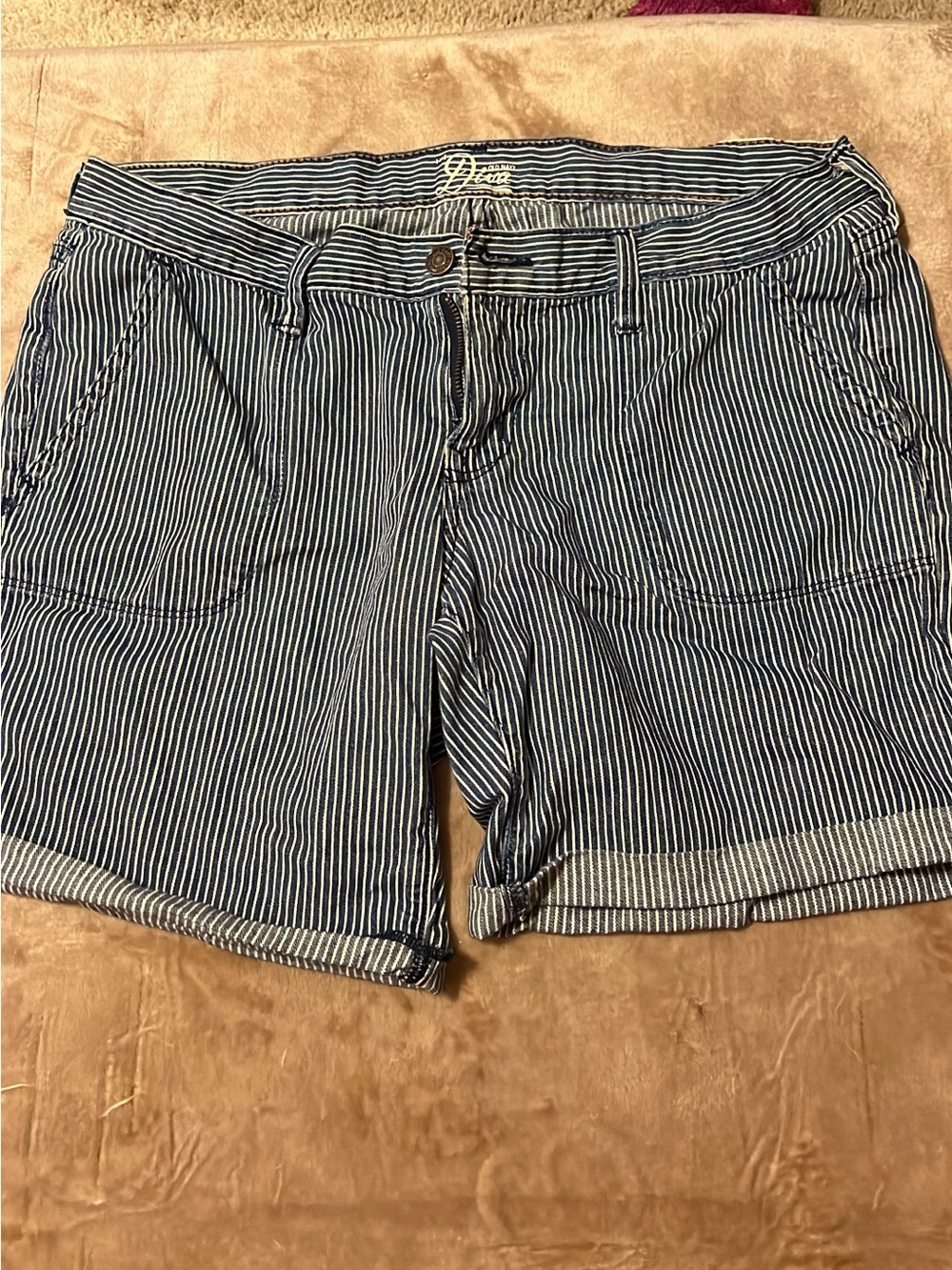 Old Navy Blue‎ & White Pinstriped Jean Shorts